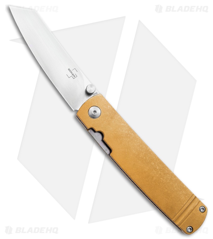 Boker Plus Kansei Tenshi Liner Lock Knife Brass (3" Satin) 01BO328