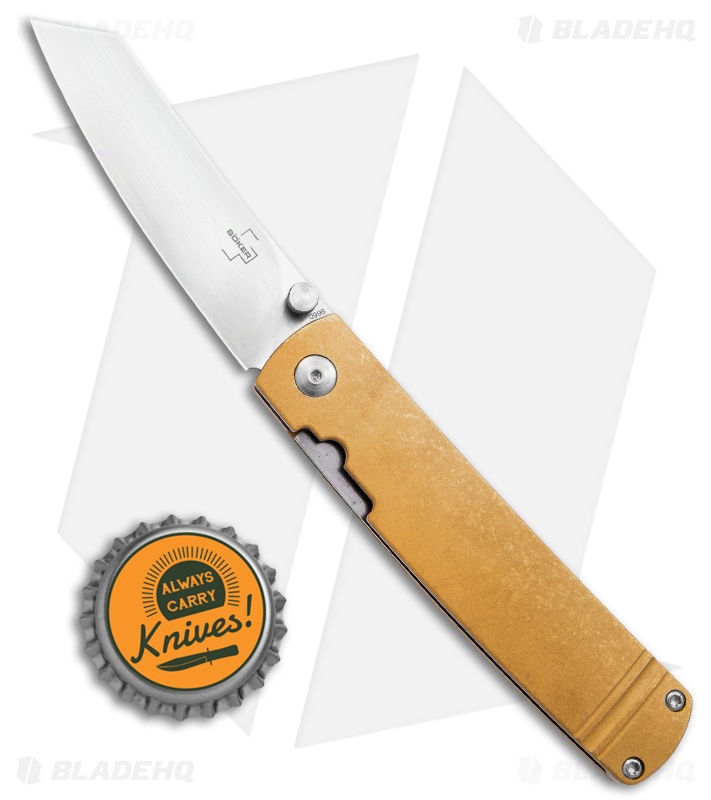 Boker Plus Kansei Tenshi Liner Lock Knife Brass (3" Satin) 01BO328