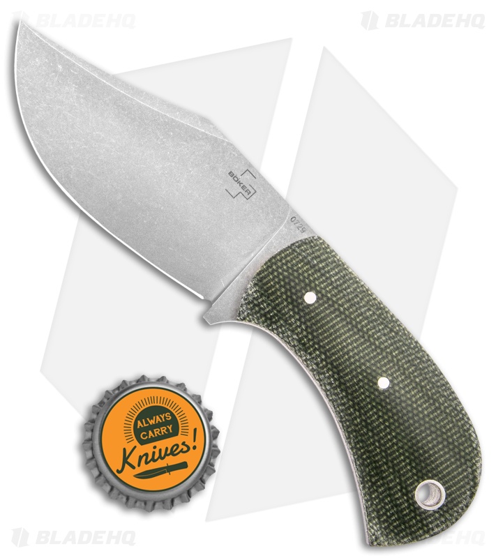 Boker Plus Mad Man Fixed Blade Green Micarta (3.31" D2 Stonewashed)