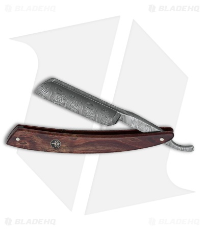 Boker Straight Razor Cleaver Knife Brown Wood (3" Damascus) 140610DAM