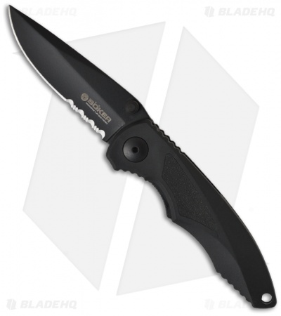 Boker Gemini Tactical Liner Lock Knife (3.375" Black Serr) 110090B