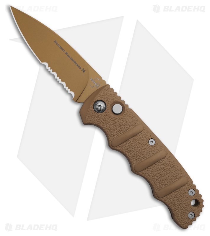 Boker Kalashnikov Automatic Knife Desert Sand Aluminum (3.25" Tan PVD Serrated)