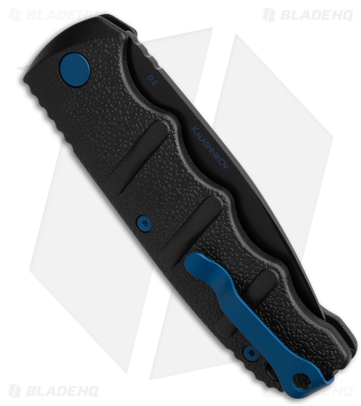 Boker Kalashnikov Drop Point Automatic Knife Blue Accents (3.25" Black D2)
