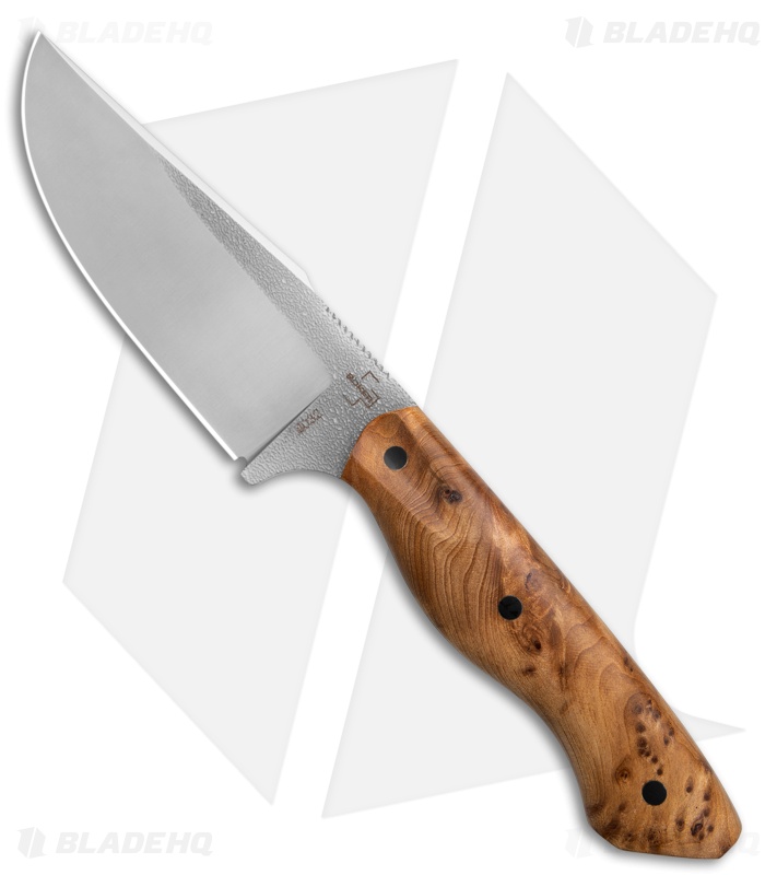 Boker Plus Overnighter Fixed Blade Knife Burl Wood (4.6" Stonewash)