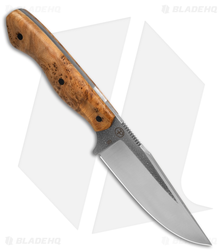 Boker Plus Overnighter Fixed Blade Knife Burl Wood (4.6" Stonewash)