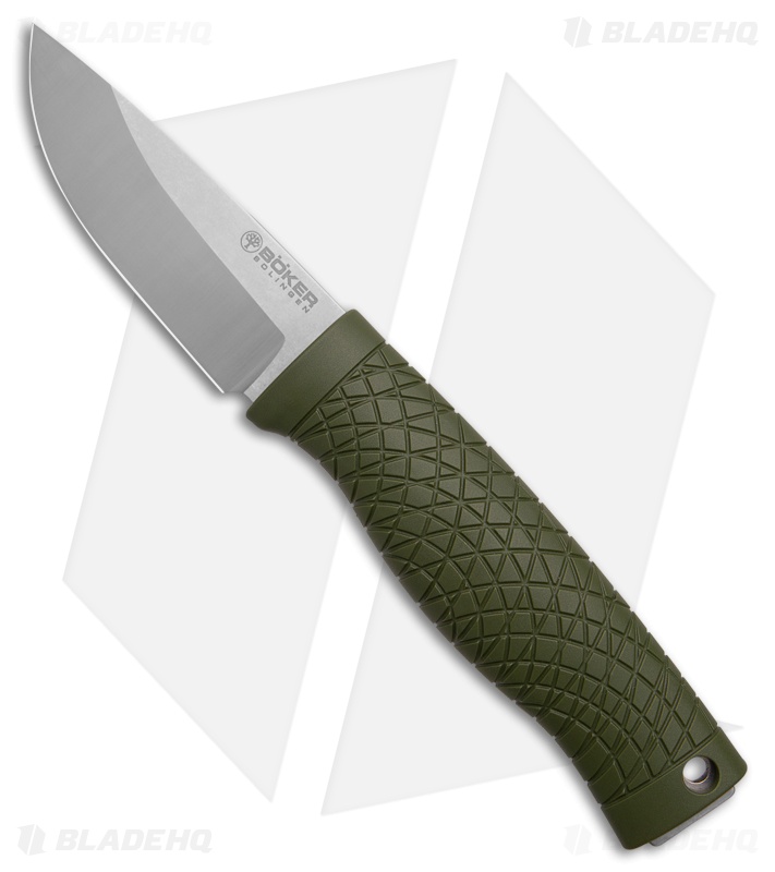 Boker Bronco Mini Fixed Blade Knife Green TPE (Stonewash/Satin CPM-3V)