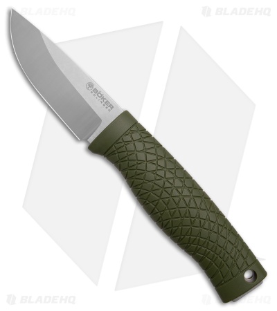 Boker Bronco Mini Fixed Blade Knife Green TPE (Stonewash/Satin CPM-3V)