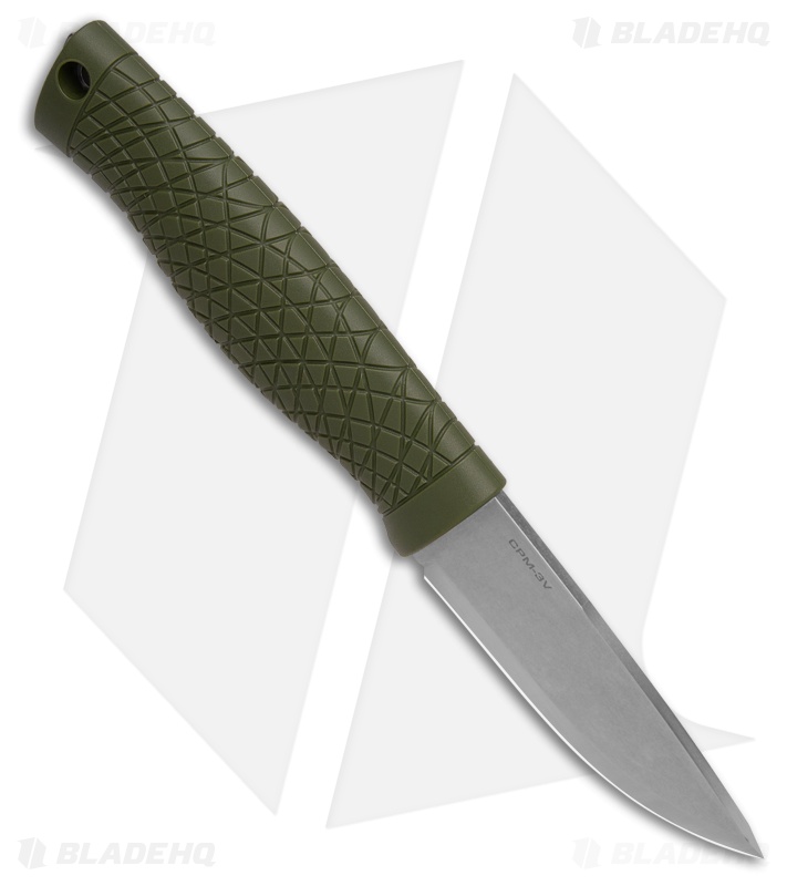 Boker Bronco Mini Fixed Blade Knife Green TPE Scandi (Stonewash/Satin 3V)