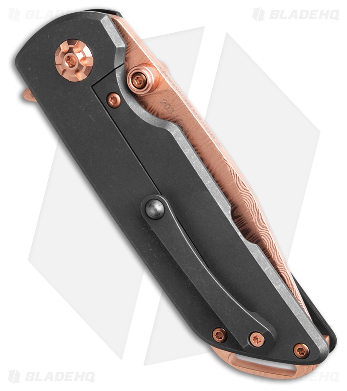 Boker M4 Sherman-Damast Frame Lock Knife Ti/CF (3" Rose Gold Damascus) 110118DAM