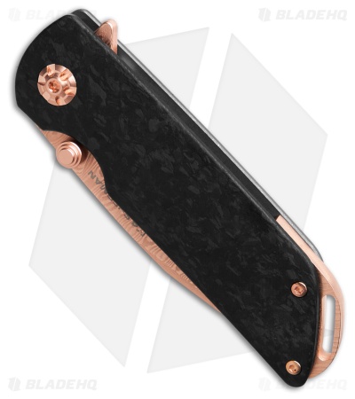 Boker M4 Sherman-Damast Frame Lock Knife Ti/CF (3" Rose Gold Damascus) 110118DAM