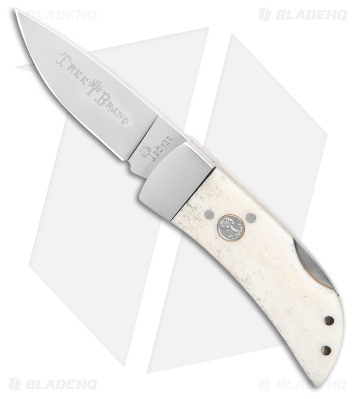 Boker Treebrand Pocket Lockback Knife White Smooth Bone (2" Satin) 110894