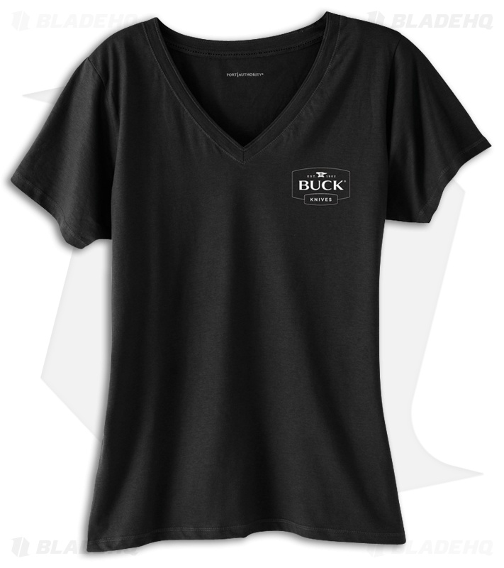 Buck Womens V-Neck T-Shirt (Black)