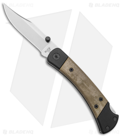 Buck 110 Hunter Sport Lockback Knife Green Canvas Micarta (3.75" Satin) 0110GRS5