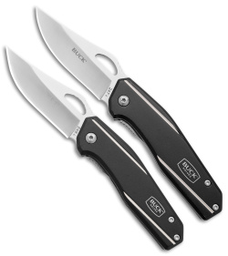 Buck Dealer Tin 247/246 2-for-1 Liner Lock Knife Black Aluminum (3," 2.8" Satin)