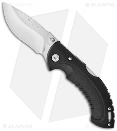 Buck Folding Omni Hunter 10PT Knife Black (3" Satin Plain) 0395BKS