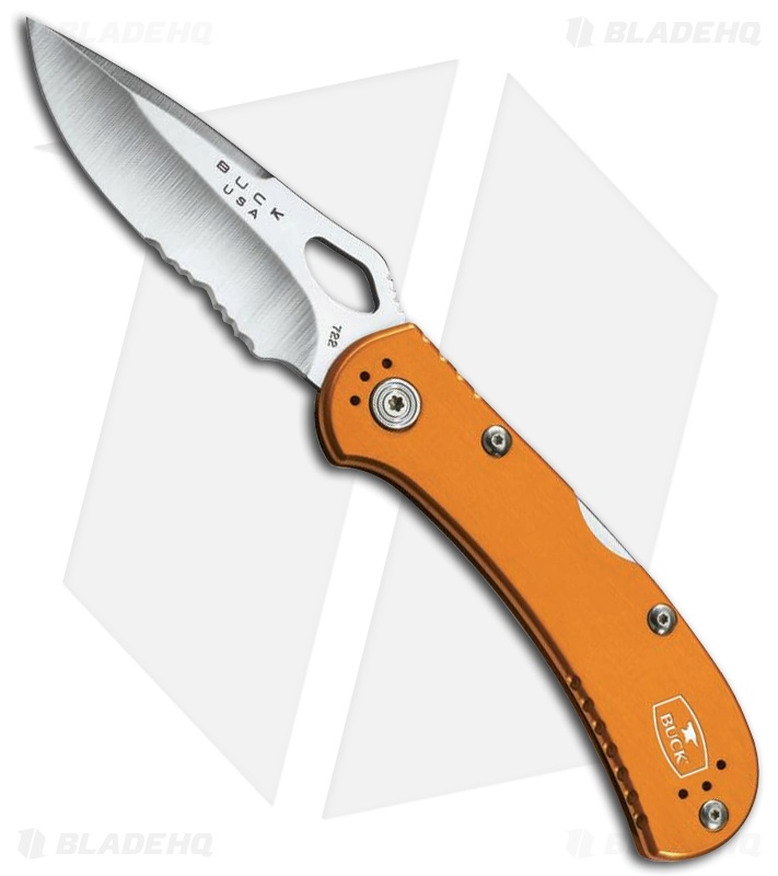 Buck SpitFire Lockback Knife Orange (3.25" Satin Serr) 0722ORX1