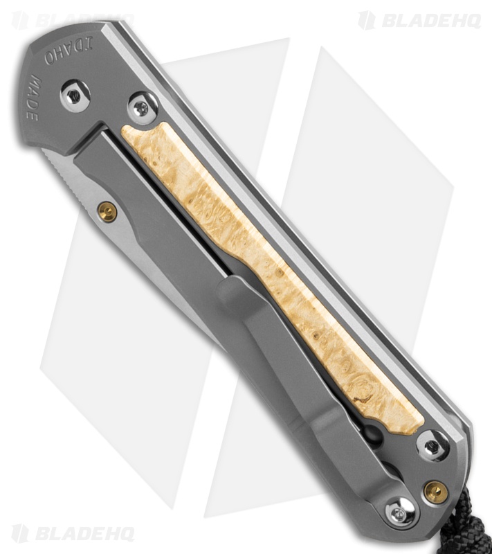 Chris Reeve Large Sebenza 31 Box Elder Gold Accents Left-Hand  (3.625" SW)