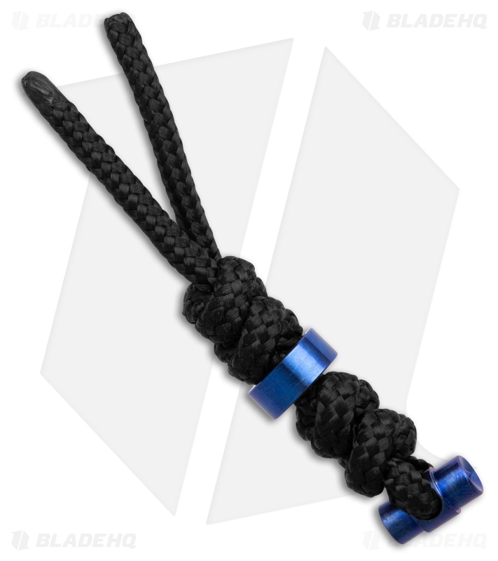 Chris Reeve Knives COM Lanyard Black Knotted Blue Bead