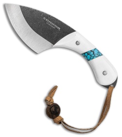 Condor Blue River Skinner Fixed Blade Knife White Mic/Turquoise (3.25" Black SW)