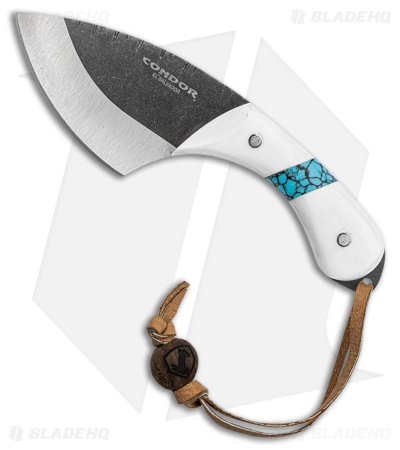 Condor Blue River Skinner Fixed Blade Knife White Mic/Turquoise (3.25" Black SW)