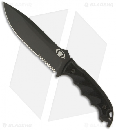 Blackwater Grizzly 6 Fixed Blade Knife Black G10 (6" Black Serr)