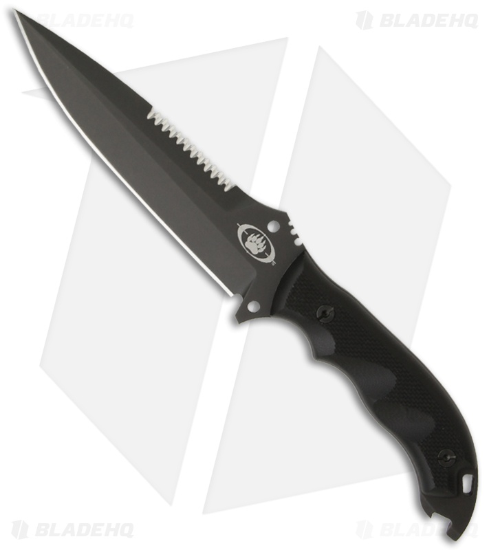 Blackwater Ursa 6 Spear Point Fixed Blade Knife Black G10 (5.95" Black Serr)
