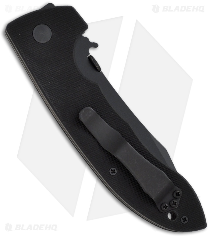 Emerson CQC-8 Wave BTS Bowie Folding Knife w/ Wave (3.9" Black Serr)