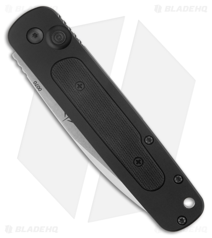 Emerson A-100 Automatic Knife Black Aluminum + Grip Inlay (3.6" Satin/SW)
