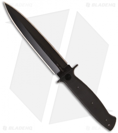 EnTrek Close Combat MKII Knife D/E Tactical Fixed Blade (7" Black Plain)