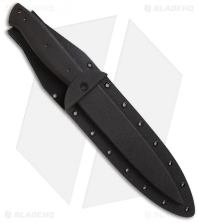 EnTrek Close Combat MKII Knife D/E Tactical Fixed Blade (7" Black Plain)