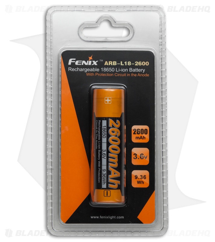 Fenix Rechargeable 18650 Li-Ion Button-Top Battery 3.6V 2600mAh ARB-L18-2600