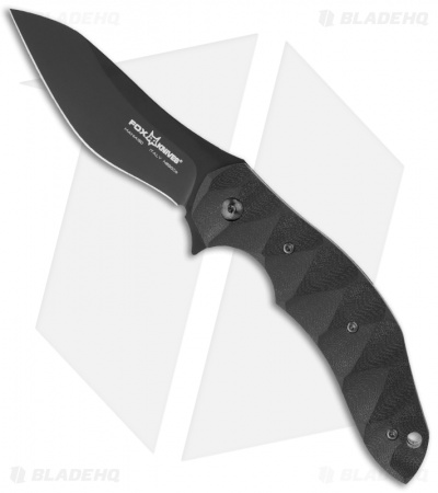 Fox Knives Jens Anso Flipper Folding Knife Black G10 (3.54" Plain) FX-302G10