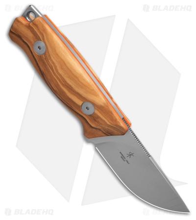 Fox Knives Muzzle Drop Point Fixed Blade Knife Olive Wood (3.2" Satin)