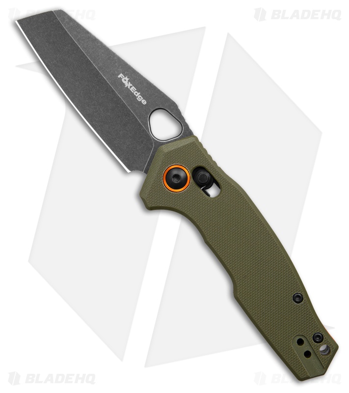 Fox Edge Crew Reverse Tanto Crossbar Lock Knife OD Green G-10 (2.8" Black SW)
