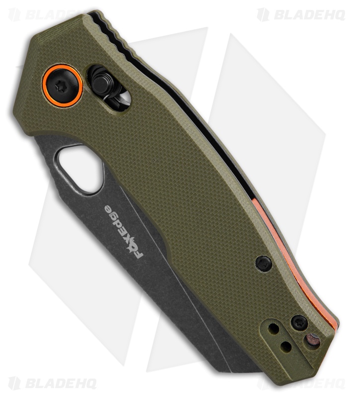 Fox Edge Crew Reverse Tanto Crossbar Lock Knife OD Green G-10 (2.8" Black SW)