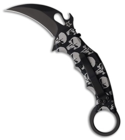 Fox Knives Skulls Karambit Liner Lock Knife Aluminum (2.6&quot; Black) | 223634