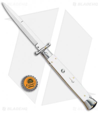 Frank B. 11" Italian White Pearlex Tactical Swinguard (5.75"  Satin Bayonet)