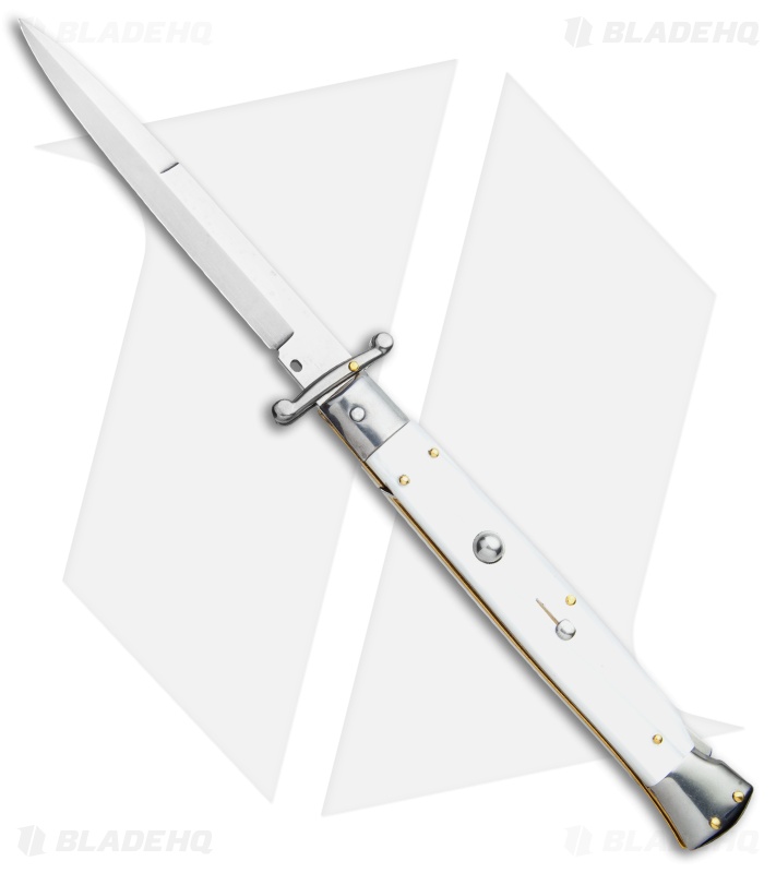 Frank B. 11" Italian White Pearlex Tactical Swinguard (5.75"  Satin Bayonet)