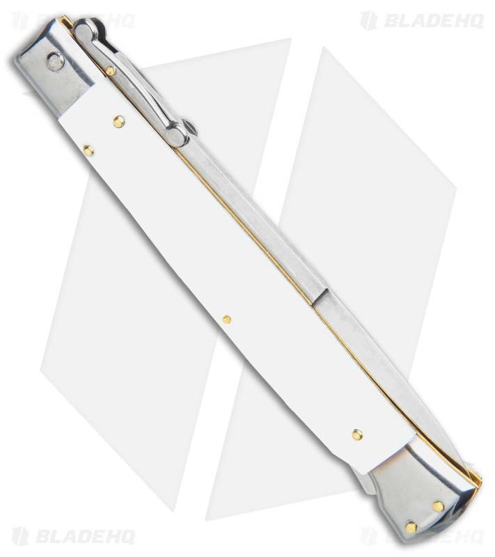 Frank B. 11" Italian White Pearlex Tactical Swinguard (5.00"  Satin Bayonet)