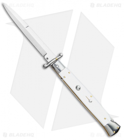 Frank B. 11" Italian White Pearlex Tactical Swinguard (5.75"  Satin Bayonet)