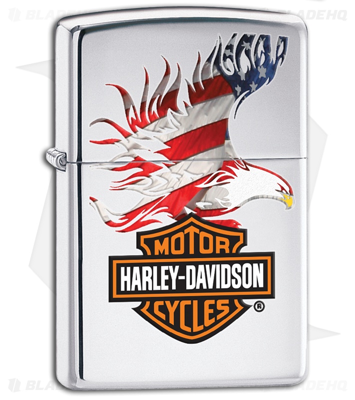Zippo Lighter - Harley Davidson American Flag 28082