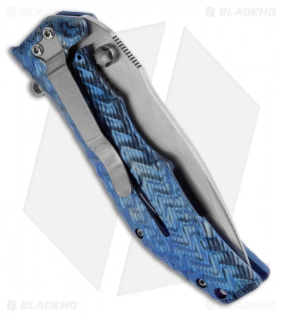 Darrel Ralph Gun Hammer Bowie Spring Assisted Knife Blue Titanium (4" Plain)