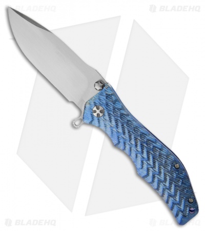 Darrel Ralph Gun Hammer Bowie Spring Assisted Knife Blue Titanium (4" Plain)