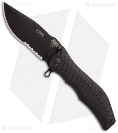 HTM Darrel Ralph Gun Hammer Bowie Spring Assisted Knife (3.5" Black Serr)