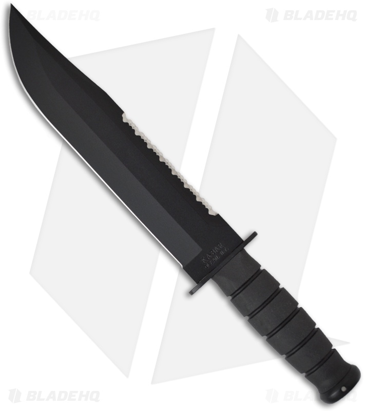 Ka-Bar Bowie Big Brother Fixed Blade Knife Kraton Serr Top (9.37" Black) 2211