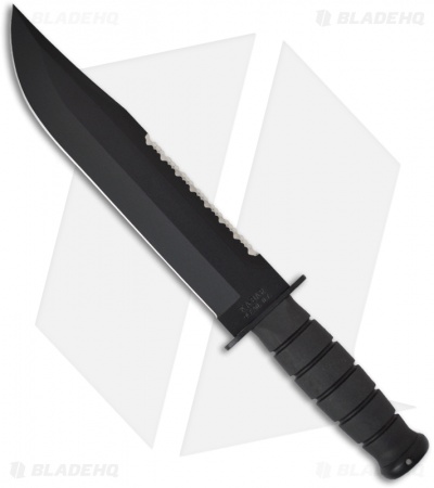Ka-Bar Bowie Big Brother Fixed Blade Knife Kraton Serr Top (9.37" Black) 2211