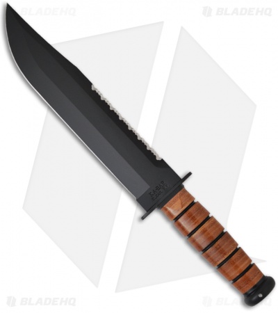 Ka-Bar Bowie Big Brother Fixed Blade Knife Leather Serr Top (9.37" Black) 2217