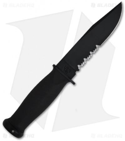 Ka-Bar Mark I Tactical Knife w/ Sheath (5.125" Black Serr) 02-2222