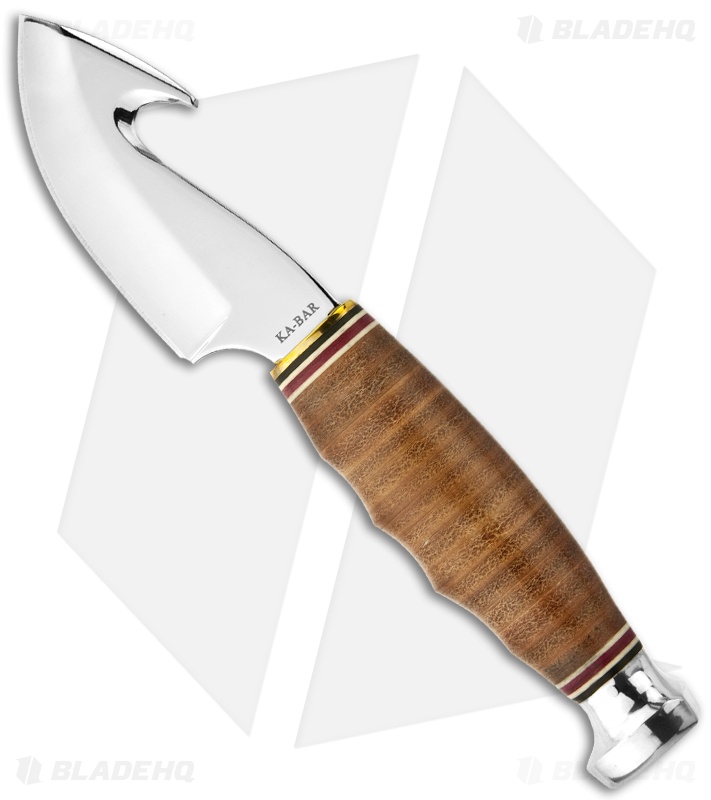Ka-Bar Game Hook Knife Leather Handled Fixed Blade (3.25" Polished) 1234
