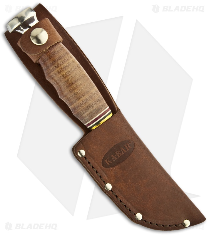 Ka-Bar Game Hook Knife Leather Handled Fixed Blade (3.25" Polished) 1234